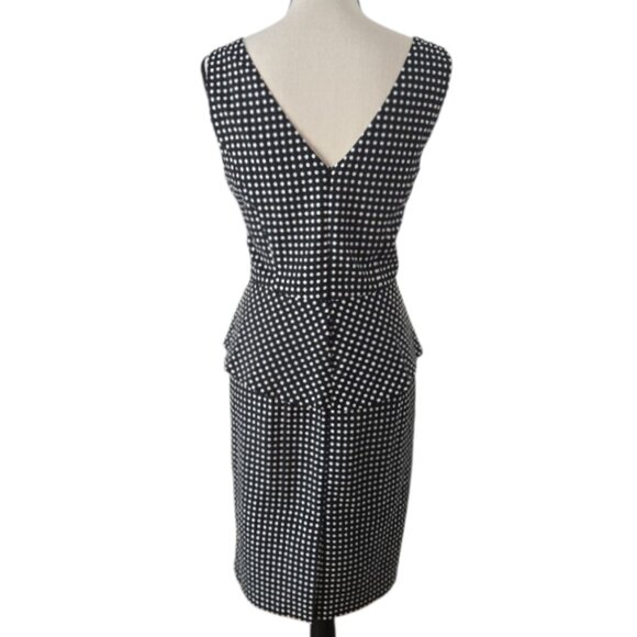 Anne Klein Black and White Polka Dot Peplum Dress Size 8 - Picture 4 of 10